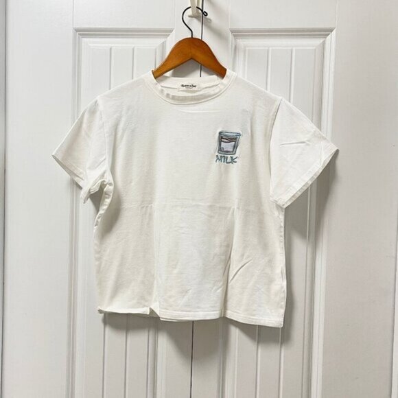 Embroidered Milk Graphic Tee White – S - Picture 3 of 11